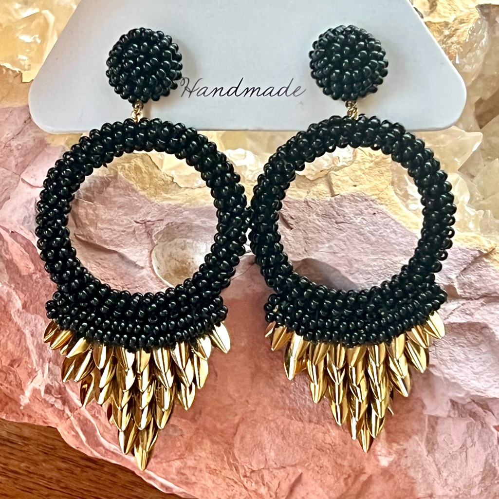 Nwt Deepa Gurnani Beaded Embellished Hoop Earrings